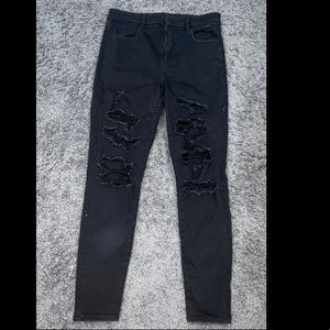 AE Black Curvy High Rise Ripped Jeans - Size 12